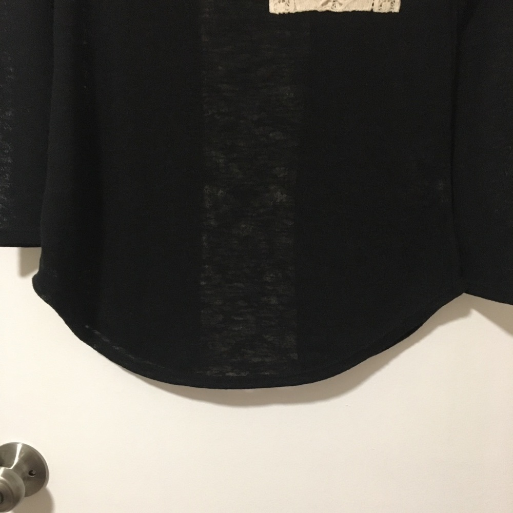 Charlotte Russe Black Heathered Crochet Lace Accent Top XS - Picture 6 of 13